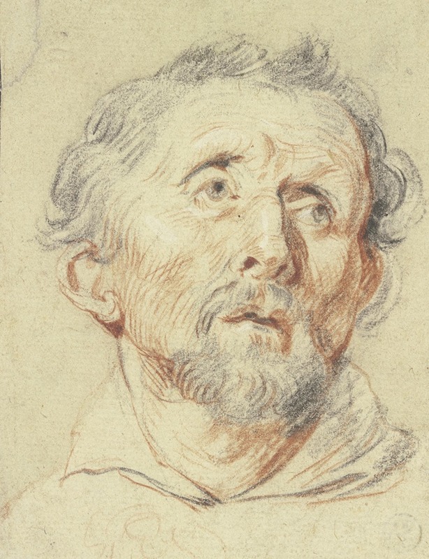Alter Mann von vorne, in die Höhe blickend — Jacob Jordaens