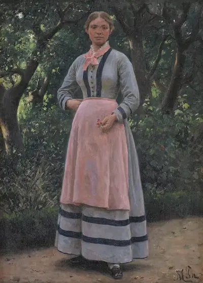 Молодая девушка в саду by Ханс Михаэль Теркильдсен, 1864 - 1925 — digital art print download