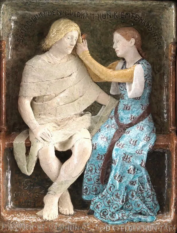 Aage and Else, Seated Couple by Niels Skovgaard, 1886 - 1887 — digital art print download