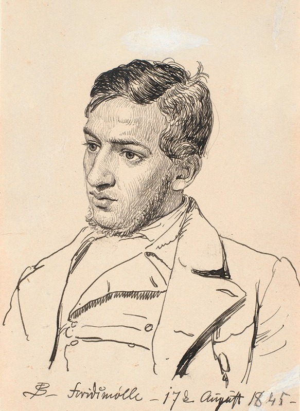 Portræt af maleren Carlo Dalgas. by П. К. Сковгорд, 1844 - 1845 — digital art print download