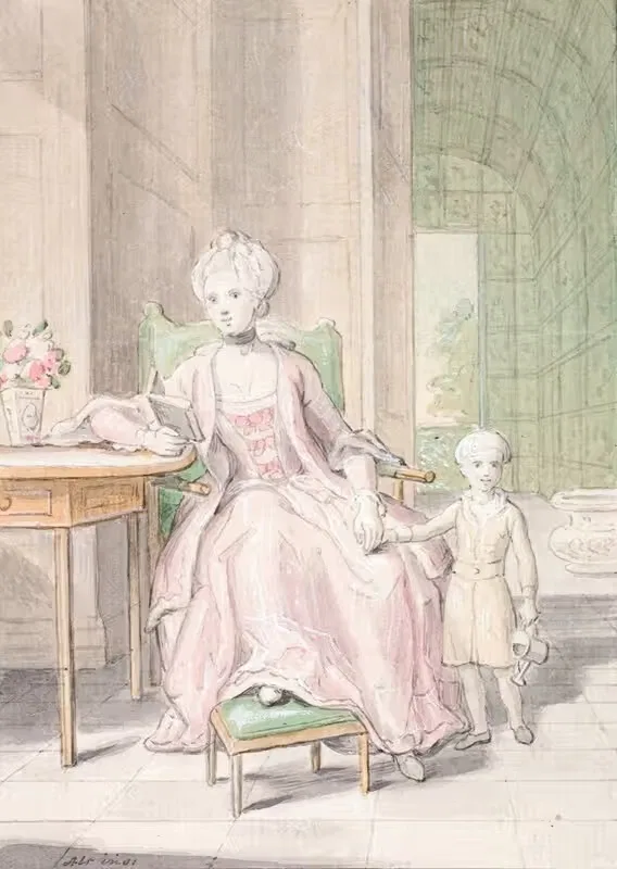 Королева Каролина Матильда с кронпринцем Фредериком by Педер Алс, 1771 — digital art print download