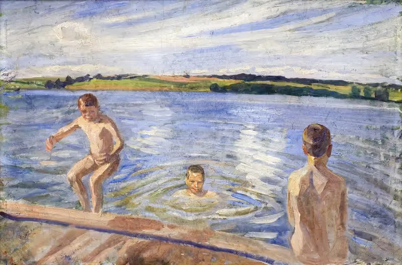 Мальчики купаются by Петер Хансен, 1902 — digital art print download