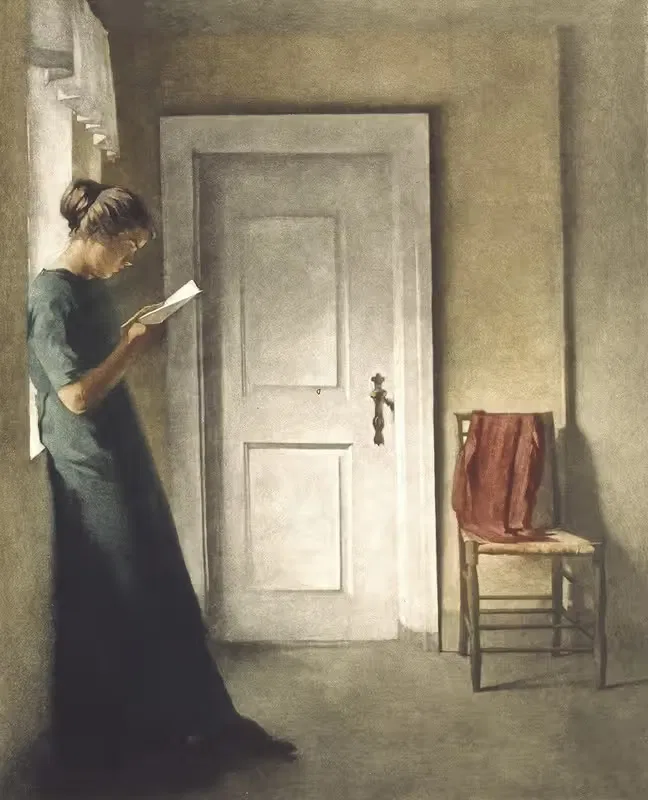 Интерьер с красным шарфом by Петер Ильстед, 1913 — digital art print download