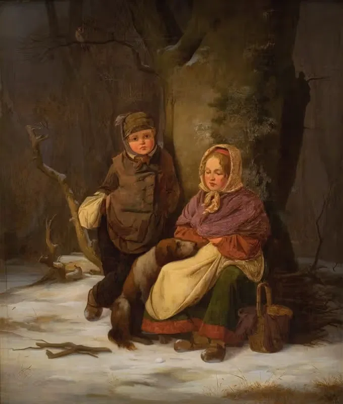 Два бедных ребенка by Петер Юлиус Ларсен, 1845 — digital art print download