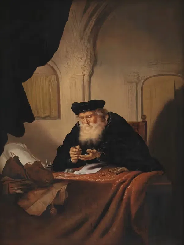 Старик, считающий свои деньги by Саломон Конинк, 1635 — digital art print download
