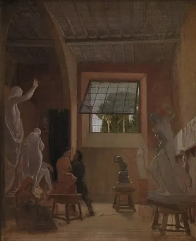 The Sculptor Jens Adolph Jerichau in his Studio in Rome by David Jacobsen, 1871 — digital art print download