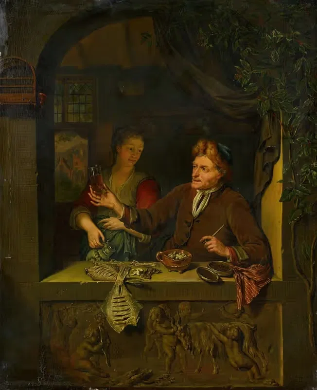 Fishmonger and Woman with Beer Mug — Anonymous