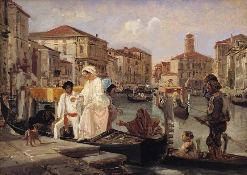 Alighting from a Gondola in Venice — Wilhelm Marstrand