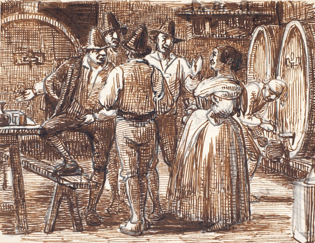 Vinen prøves i kælderen by Вильгельм Марстранд, 1810 – 1873 — digital art print download
