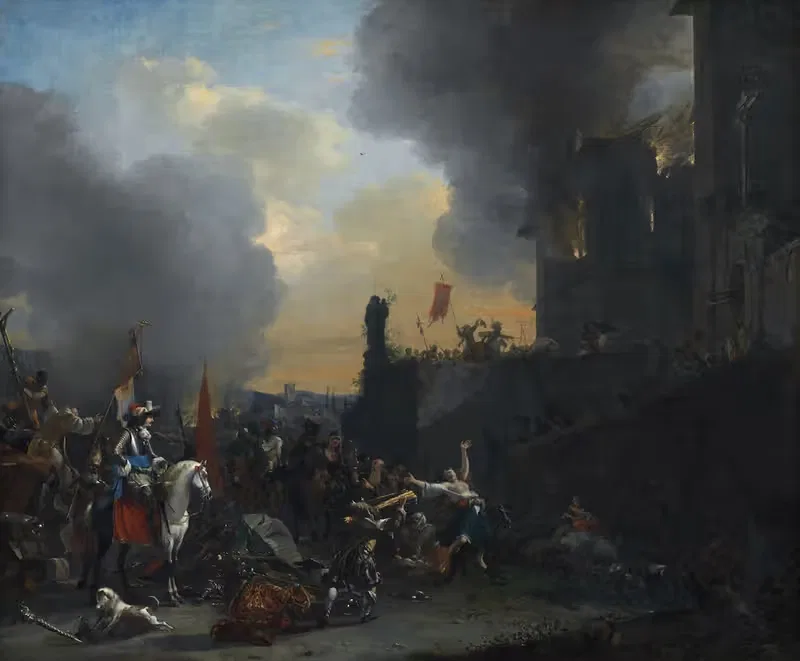 Солдаты грабят и сжигают монастырь by Виллем Шеллинкс, 1641 - 1678 — digital art print download