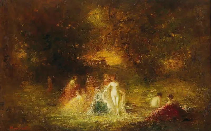 Women Bathing by Adolphe Monticelli — digital art print download
