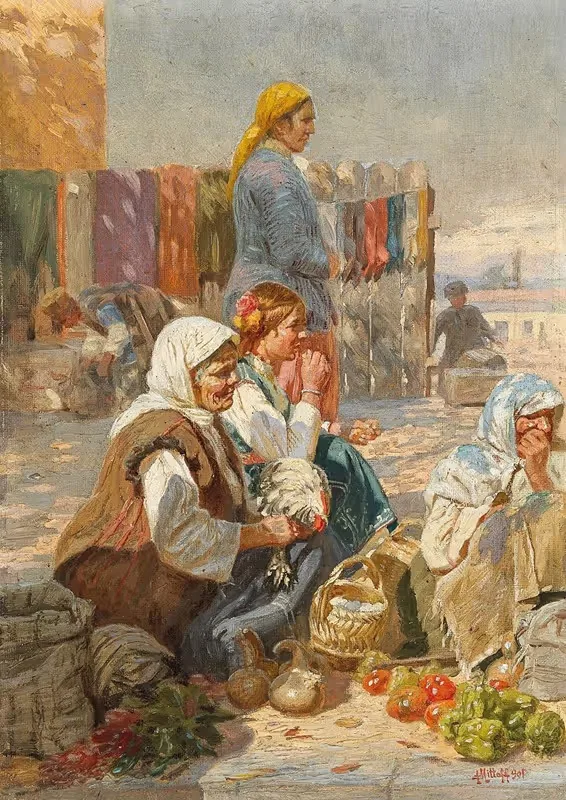 Крестьянский рынок by Антон Митов, 1901 — digital art print download