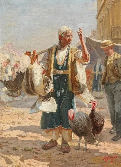 Птичий рынок by Антон Митов, 1901 — digital art print download