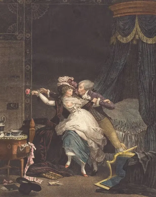 La Rose Mal Defendue (The Poorly Defended Rose) — Bonnemain (family member) after Philibert-Louis Debucourt