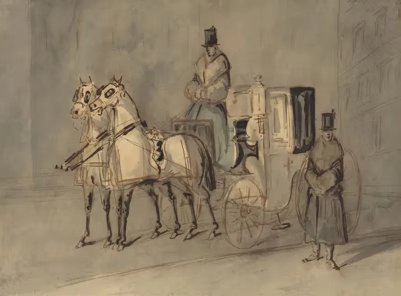 Carriage With Driver And Groom – Autumn — Constantin Guys