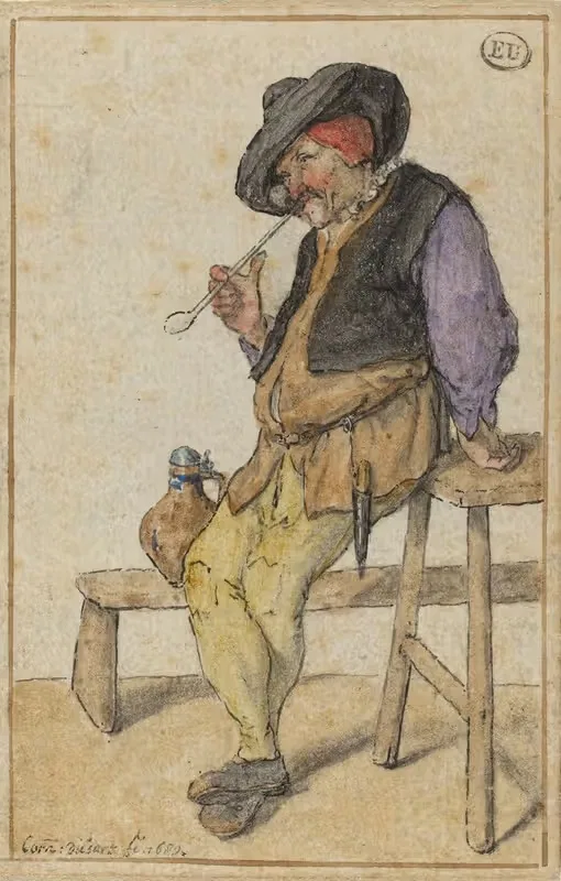 Крестьянка, курящая by Корнелис Дюсарт, 1689 — digital art print download