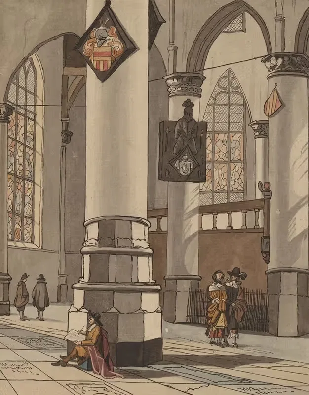 Church Interior by Cornelis Ploos van Amstel, 1774 — digital art print download