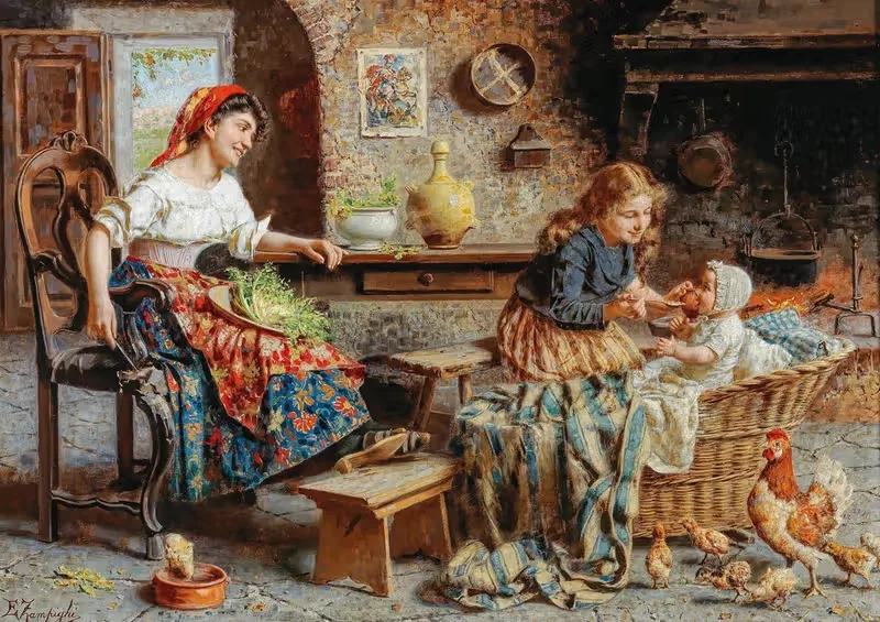 Счастливая семья by Эудженио Цампиги — digital art print download