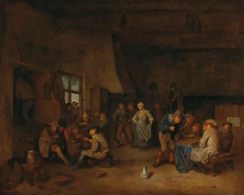 A Tavern Interior With Peasants Playing Triktrak — Egbert Van Heemskerck