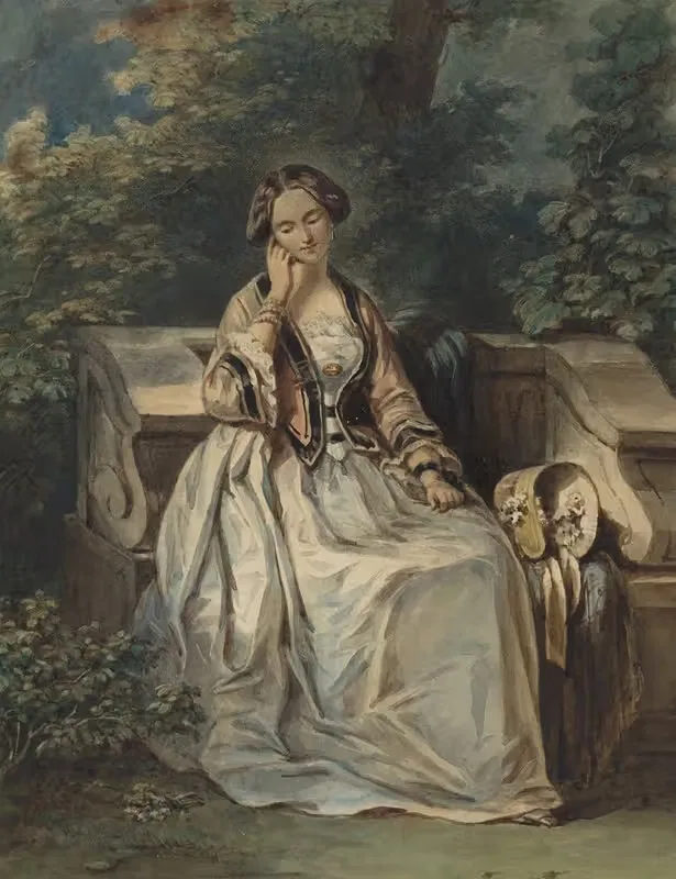 Woman Seated In A Bower — Eugène Devéria