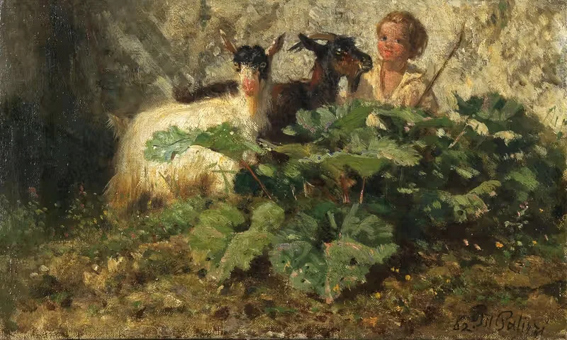 Козленок с пастушонком by Филиппо Палицци, 1862 — digital art print download