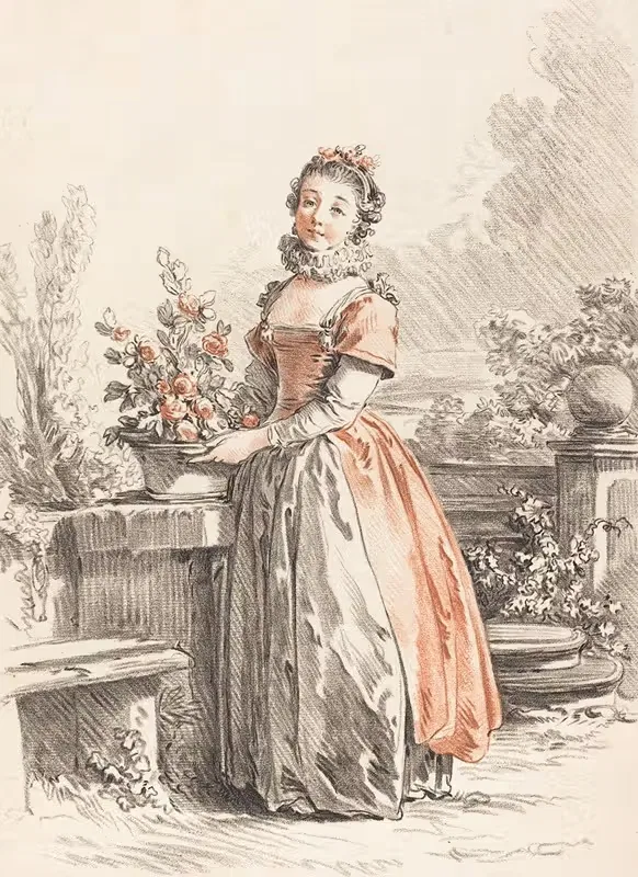 A Young Woman Standing In A Park — Gilles Demarteau the Elder