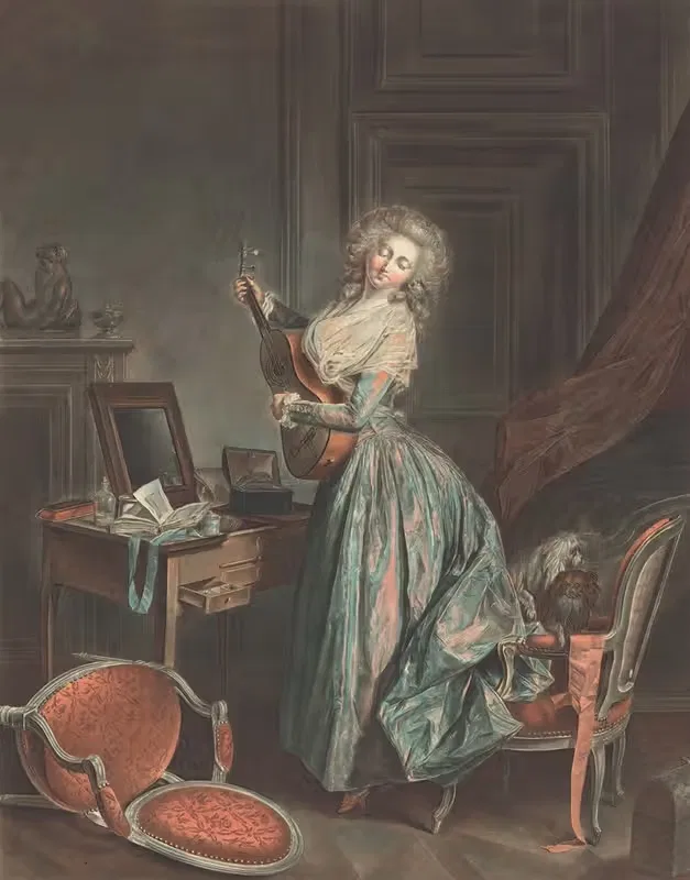 A Woman Playing The Guitar — Jean François Janinet