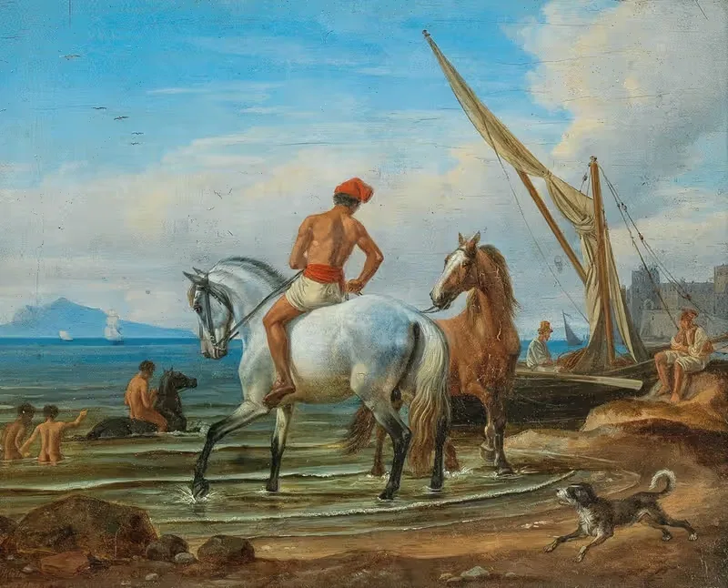 Неаполь, Купальня лошадей by Иоганн Адам Кляйн, 1821 — digital art print download