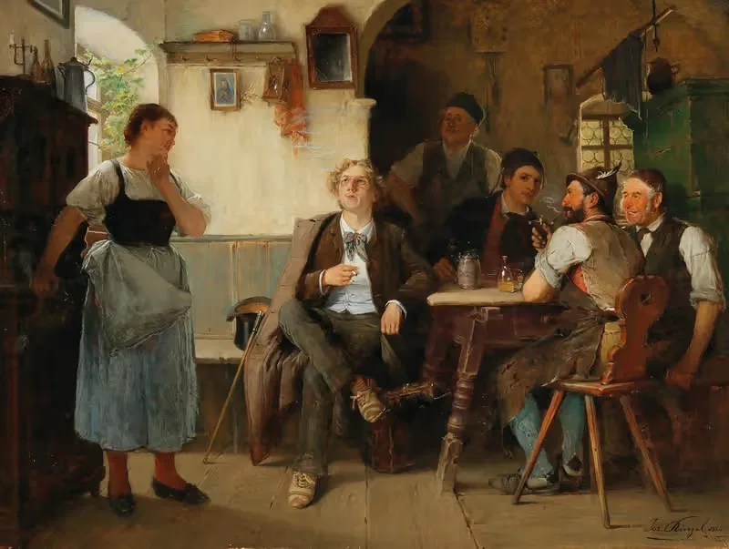 Визит студента by Йозеф Кинцель, 1886 — digital art print download