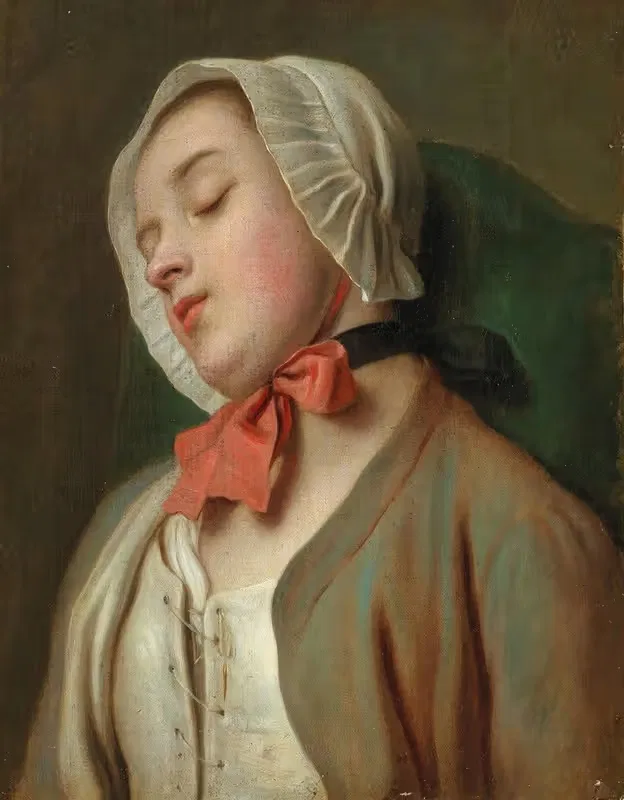 A Young Woman Sleeping In A Chair — Pietro Rotari