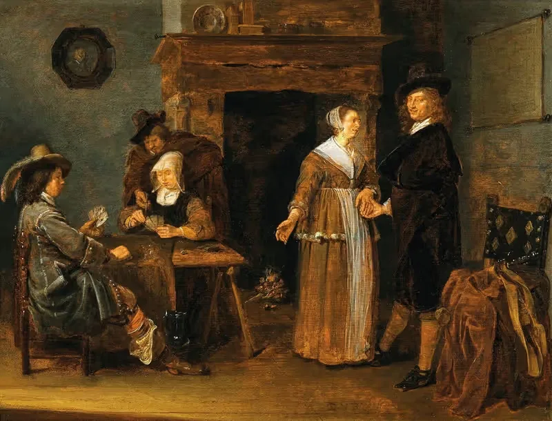 Смешанная компания, играющая в карты by Квирийн Ван Бреекеленкам, 1648 — digital art print download