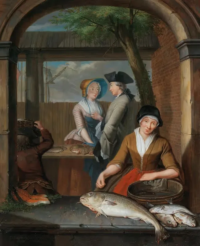 Рыбный торговец by Тибут Регтерс, 1755 — digital art print download