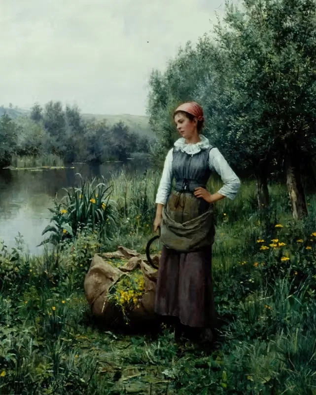 Girl by a Stream, Flanders — Daniel Ridgway Knight