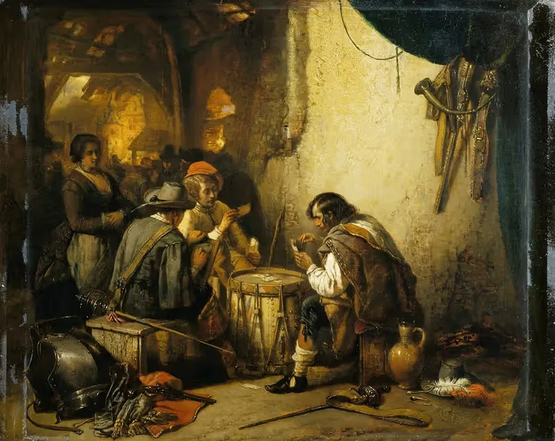 Солдаты играют в карты by Ян Август Хендрик Лейс, 1849 — digital art print download