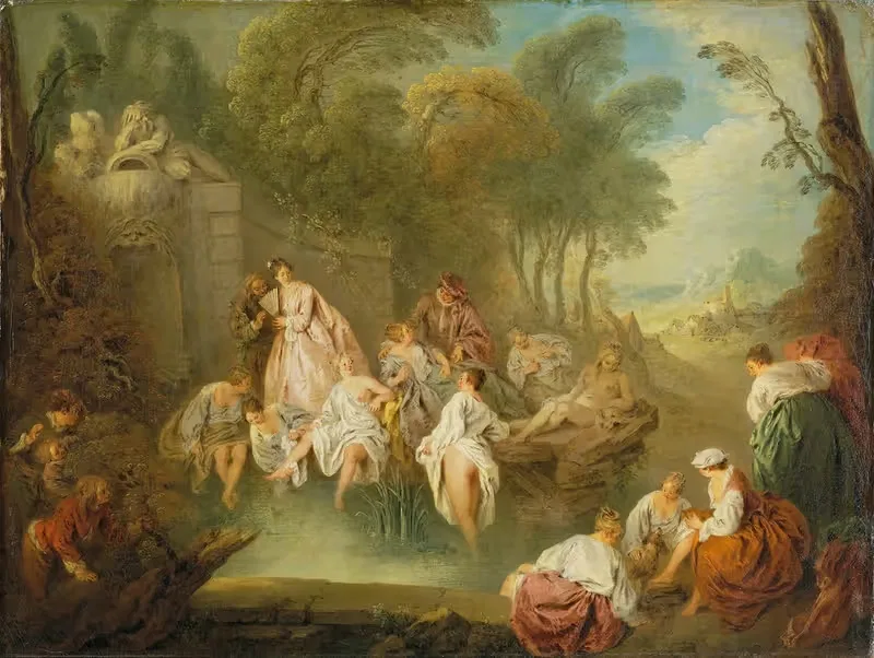 Bathing Party in a Park by Jean-Baptiste Pater, c. 1730 — digital art print download