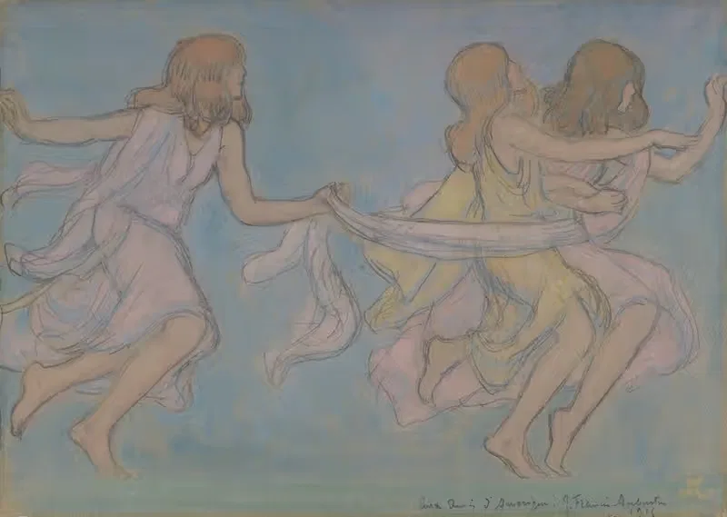 Children at Play by Jean-Francis Auburtin, 1915 — digital art print download