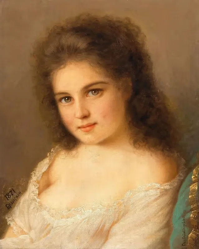 Молодая девушка by Михаил Васильевич Бряński, 1871 — digital art print download