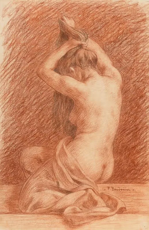 Female Figure Dressing Hair — Paul Albert Baudouin