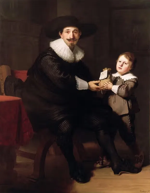 Jean Pellicorne with his son Caspar — Anonymous