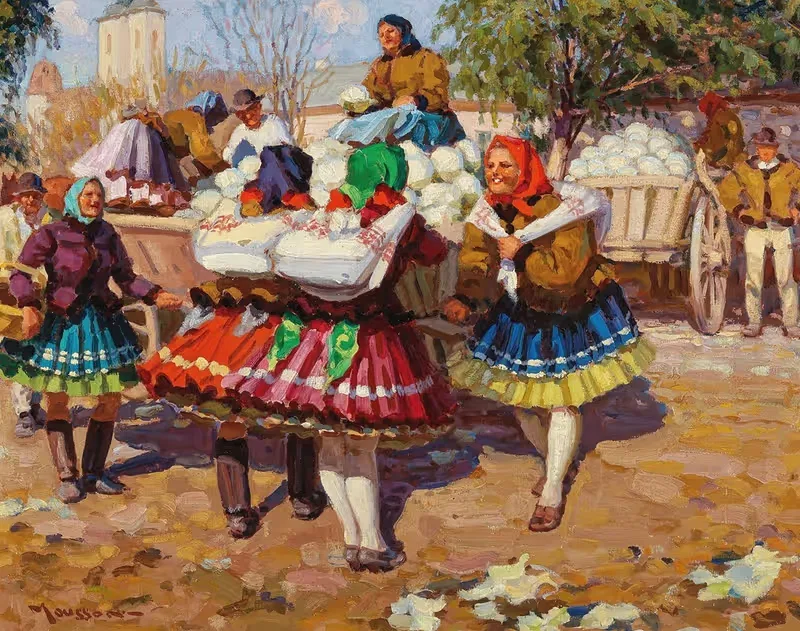 Market Day in Michalovce — Jozef Teodor Mousson