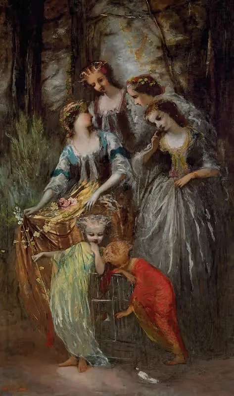 The Empress Eugénie and her attendants — Adolphe Monticelli