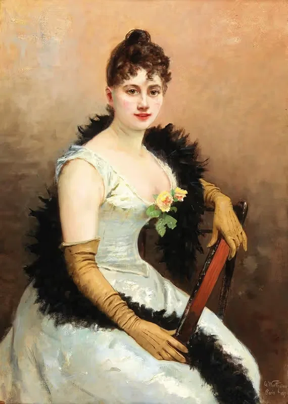 Дама общества с перьевой боа by Густав Вертхаймер, 1891 — digital art print download