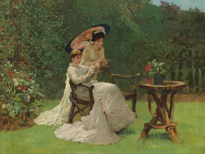 Two Women In A Garden — Hector Caffieri