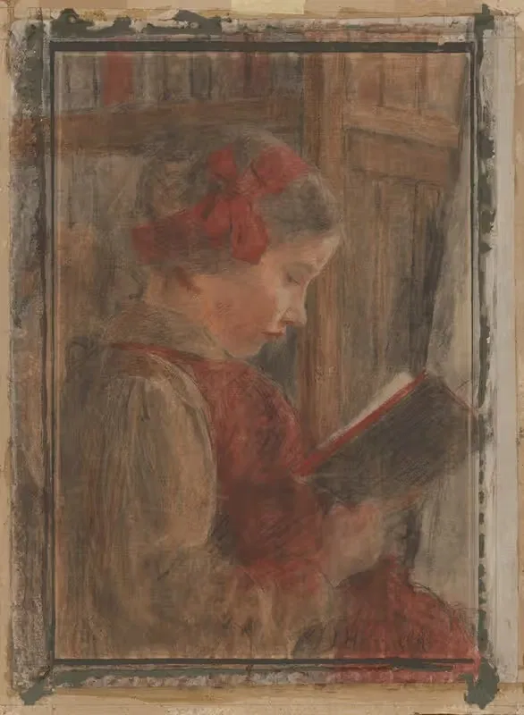 Девушка с книгой by Йозеф Ханула, 1905-1910 — digital art print download