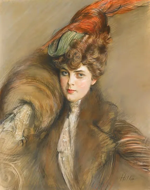 Lady In A Feather Hat by Paul César Helleu — digital art print download