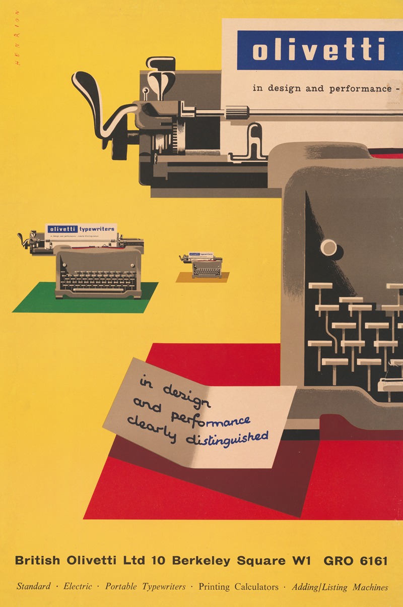 Olivetti, in design and performance by Frederick Henri Kay Henrion, 1950 — digital art print download