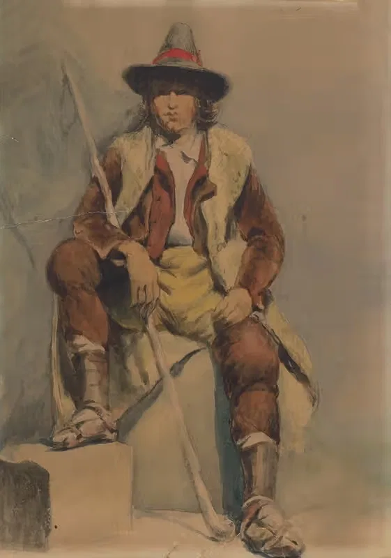 A study of a sitting man from Albania — Vojtech Klimkovič