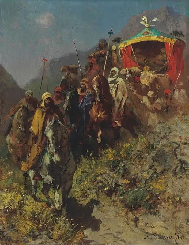 A Caravan on a Mountain Pass by Alberto Pasini, 1866 — digital art print download