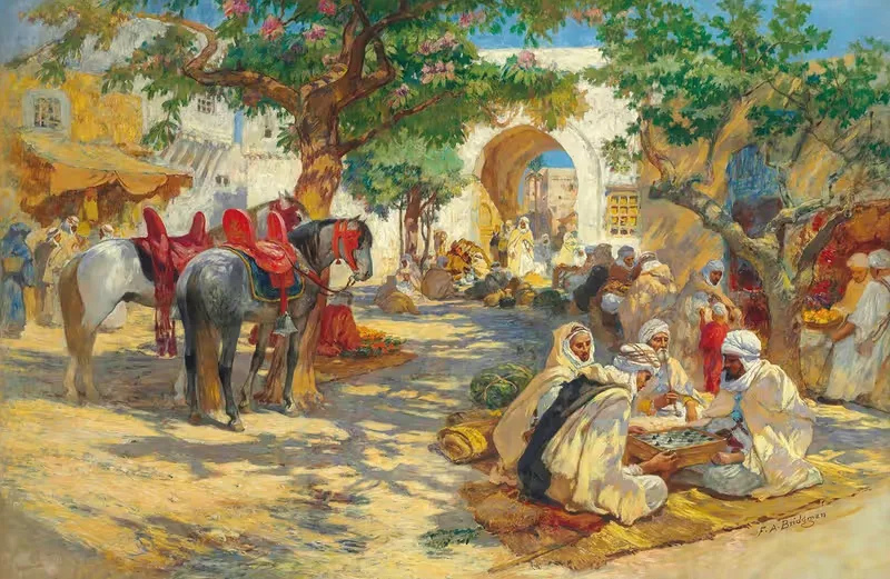 Chess Players, Biskra by Frederick Arthur Bridgman — digital art print download