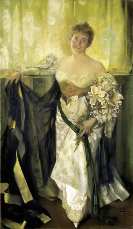 Элис Барни в белом сатине by Хуберт Вос, 1894 — digital art print download